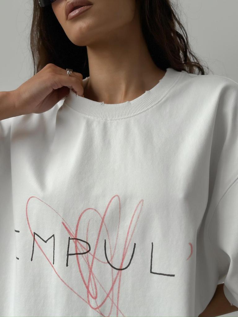 Women's American Letter Print Crew Neck Short Sleeve T-Shirt - Trendy, Loose, Casual, Versatile Top.