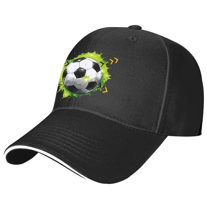Soccer Ball Green Splash Graphic Baseball Cap Unisex Casual Cotton Adjustable Sports Hat One Size