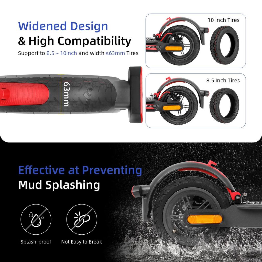 Gray-Red Ulip Superior Rear Fender with aluminium and turn signal light for Xiaomi scooters