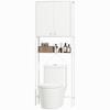 Mobile Toilet with Cabinet and Open Shelf, Space-Saving Washer Top Unit with Metal Legs, for Bathroom and Laundry Room, 64x20x180 cm, White
