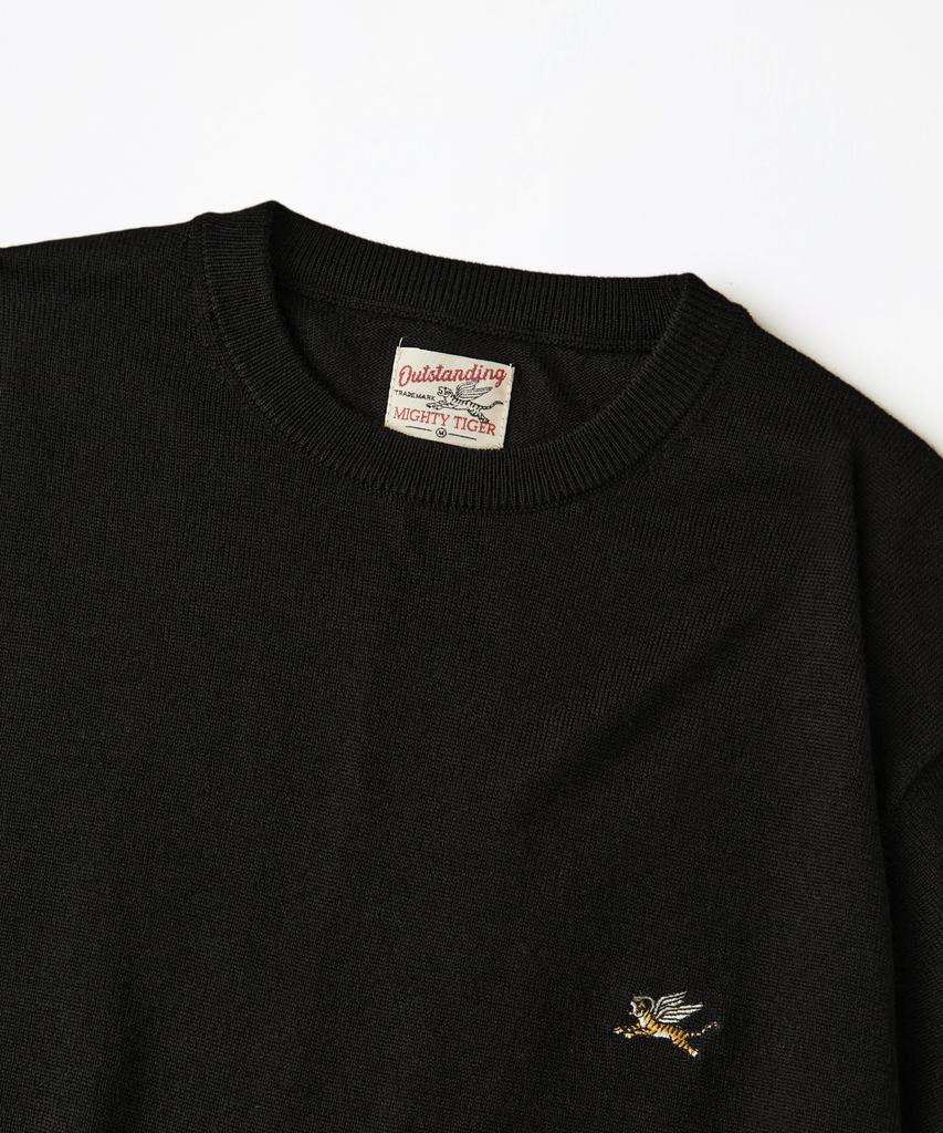 OUTSTANDING Mighty Tiger Wool Crew Neck Knit_Black