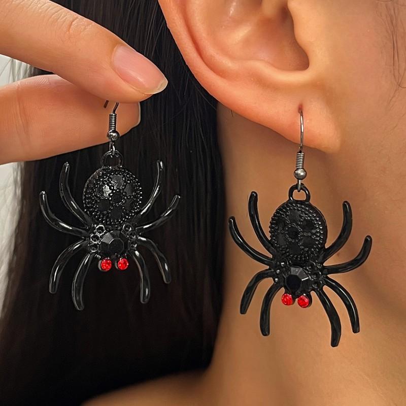 Gothic Spider Earrings Women Statement Animal Jewelry Alloy With 14K Gold Post Punk Fashion Accessory Halloween Party