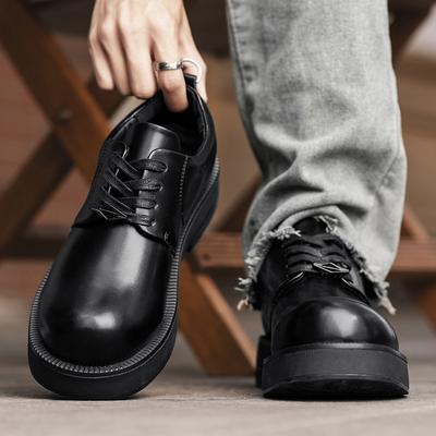 Mode Herren Lederschuhe mit dicker Sohle Trendiger minimalistischer Designstil Freizeit Geschäftsparty Täglich Büro Klassische schwarze Jugendschuhe