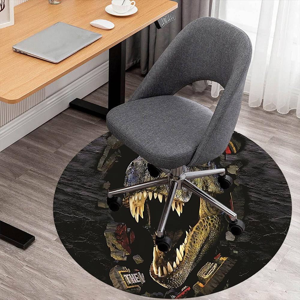 1pc Tyrannosaurus rex, Jurassic Park Round Chair mat Area Rug - Non-Slip, Floor Mat for Office, Bedroom, and Indoor Decor c1125330
