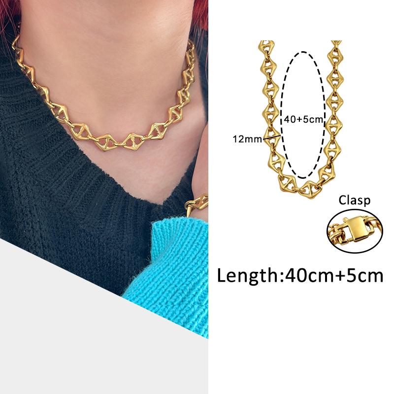 USENSET Men's Stainless Steel Chains Necklace Gold Color Handmade 18k Gold Plated Chains Individuality Zircon Gifts