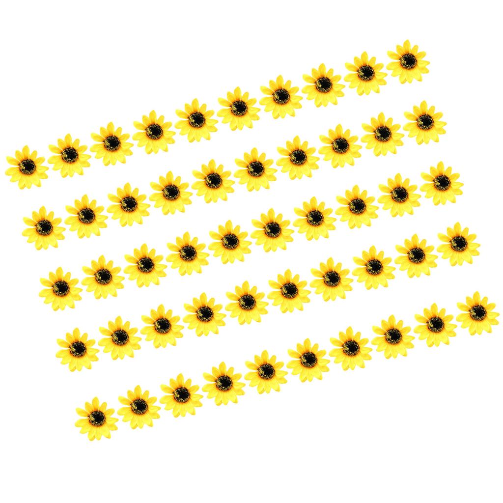 50 Pcs Decorative Flowers Craft Floral Embellishments Yellow Artificial Flower For Crafts Wedding Decoration Three Sizes