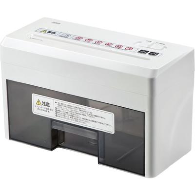 Malý skartovač Sanwa Direct pro domácí použití Elektrický mikrokřížový řez Může skartovat pohlednice Tichý A4 2 kusy Skartované 8 minut nepřetržité použití 400-PSD025