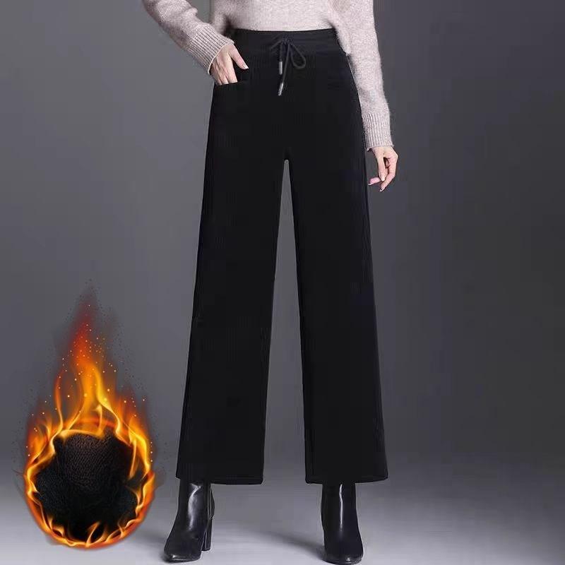 Autumn and Winter Thick Plush Corduroy Pants Wide Leg Pants Oversized Loose New Straight Leg Pants for Women