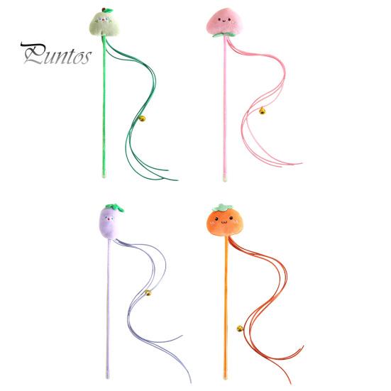 Cat Tease Stick Toy Interactive Bite-Resistant Plush Cartoon Fruits Cats Stick Attracts Attention Kitten Teaser Wand Toy for Playing