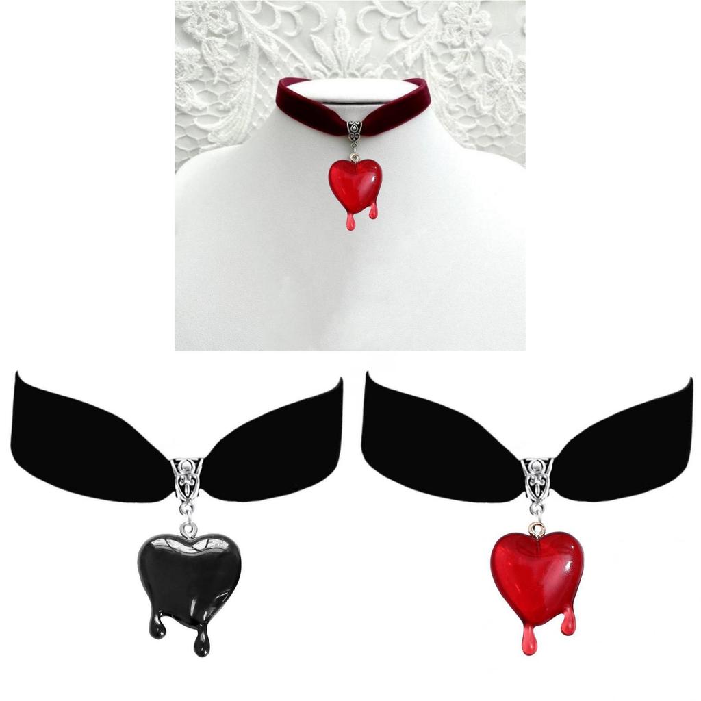 Gothic Heart Drop Necklace With Moon Pendant For Fashion Women And Men