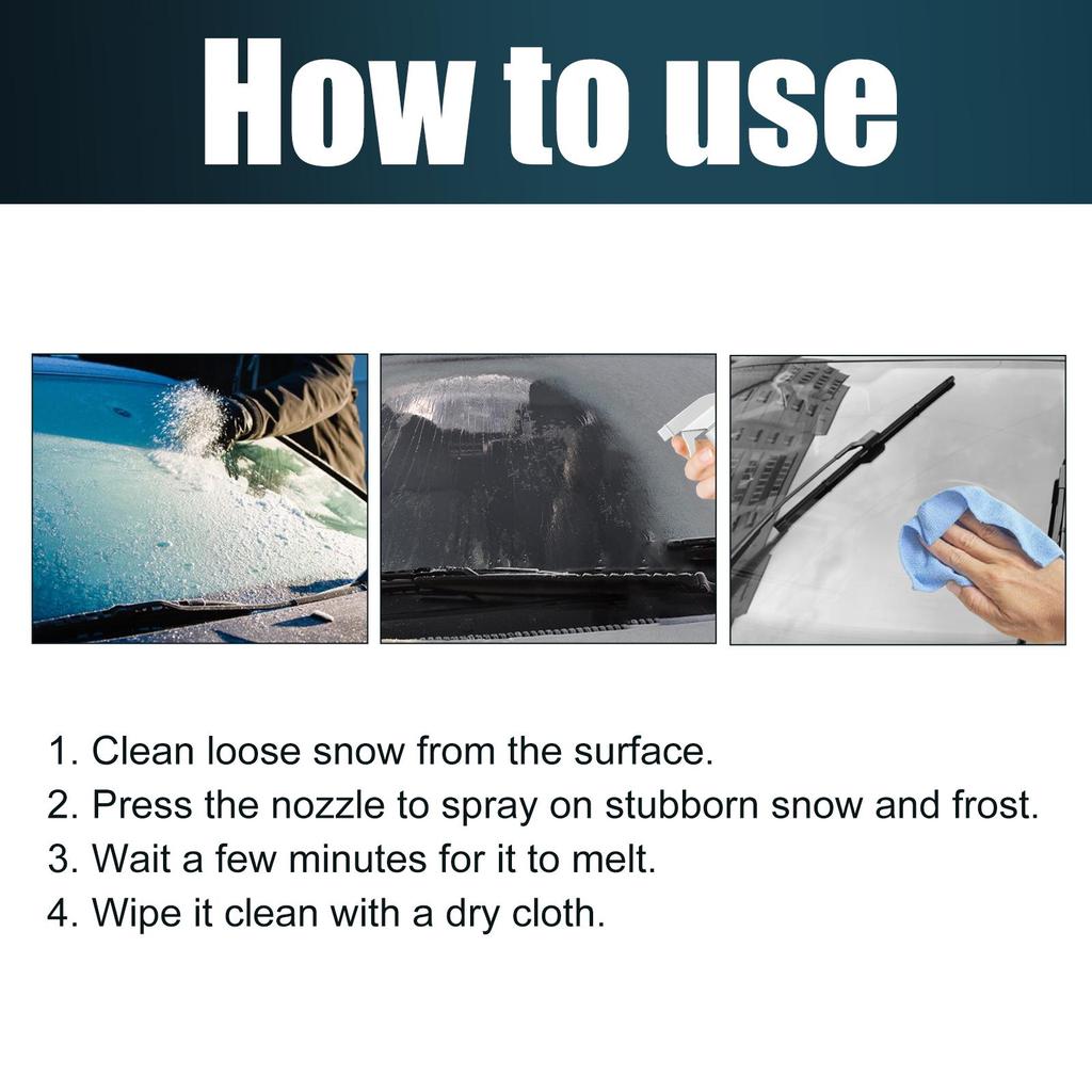 RAYHONG De-icing Agent for Car Windshield and Rearview Mirror, Quick Frost and Mist Removal, Melt Snow and Ice Agent 100ml