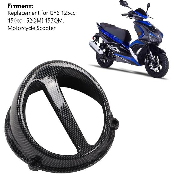 Motorcycle Air Scoop Cover, ABS Material Carbon Fiber Style Motorcycle Engine Cooling Fan Cover Replacement for GY6 125cc 150cc 152QMI 157QMJ