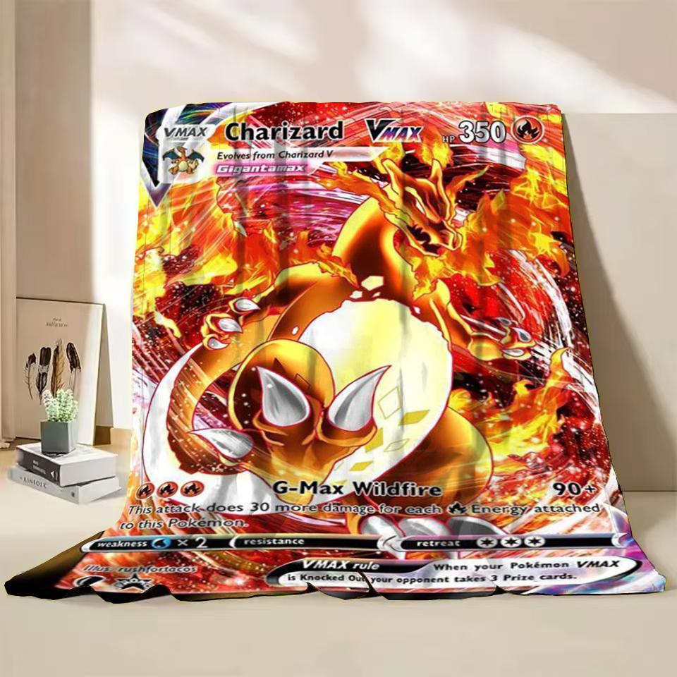 Pokémon Kaart Karakter Cartoon Flanellen Plaid Deken voor Slaapkamer Bed Bank Lunchpauze Picknick Reisdekens Kinderen Zachte Cadeaus