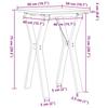 Dining Table Y Frame 50x50x75 cm Solid Pine Wood and Steel