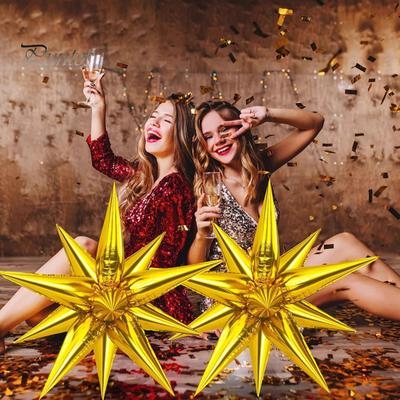 6 Stück Sternballons, 12-zackige Starburst-Folienballons aus Mylar für den Hintergrund von Hochzeiten, Jubiläen, Weihnachten, Neujahr und Geburtstagspartys
