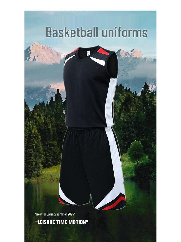 Unisex Basketball-Uniform-Set: Schnelltrocknend, Lässig, Sommer-Sportbekleidung, Dünnes Zweiteiliges Outfit für Erwachsene