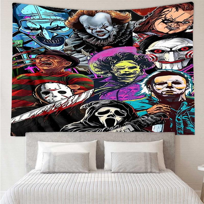 Halloween-horror Print Tapestry, Backdrop, Easy Setup, Ideal for Bedroom, Office & Living Room, with Aesthetic Wall Hanging Decor.