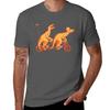 Cycling raptors on tandem bicycle TShirt Stain Resistant Casual Tee