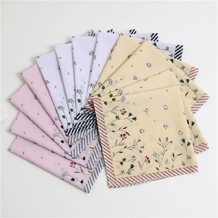 1PC Cotton Women Handkerchief Hanky Kerchiefs Square Printing Flowers Hankies