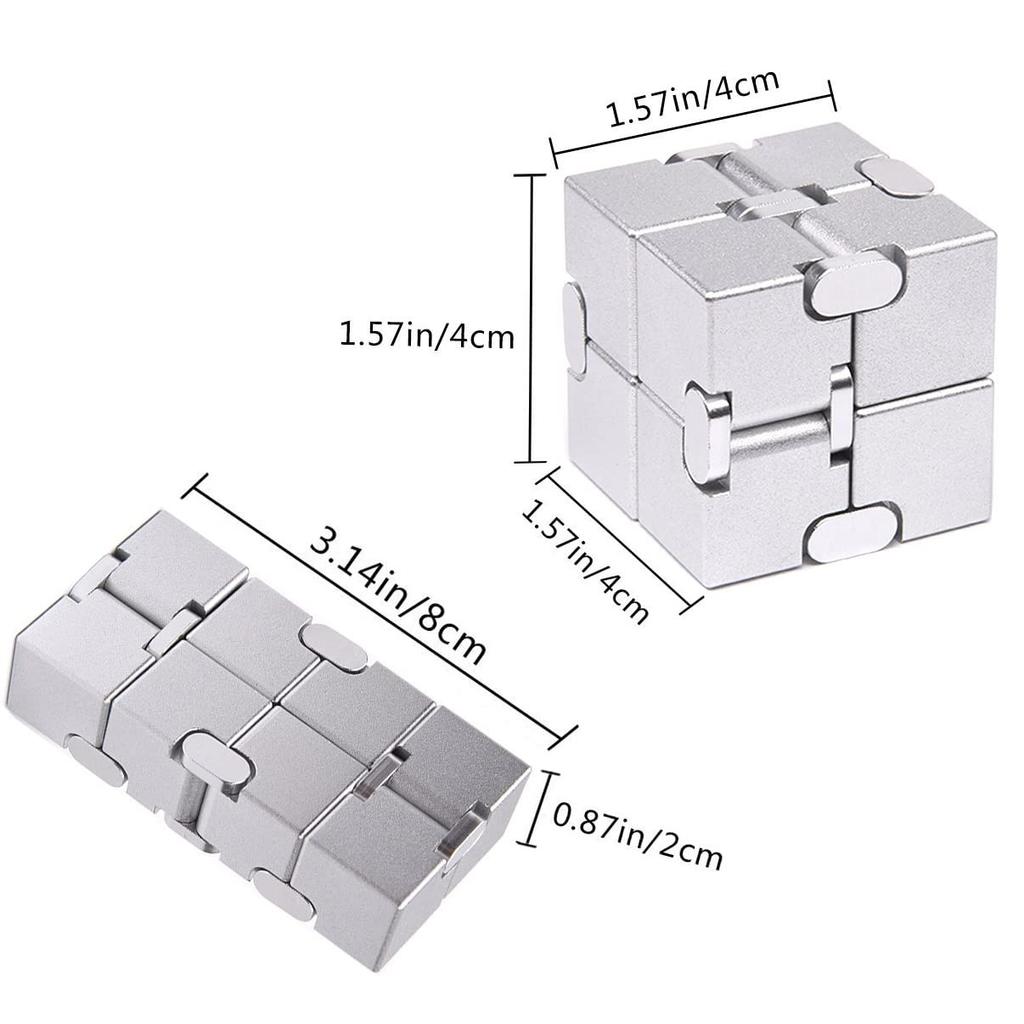 AL Alloy Metal Fidget Infinity Cube Gadgets Toys for Adults, Magic Cube for Stress Anxiety Relief