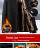 Woodpecker Dad Winter Fleece-Lined Wool Coat for Middle-Aged and Elderly Men, Warm and Thickened, Sizes for 50s to 60s.