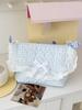 Cute Girls Quilted Cotton Crossbody Bag Outdoor Portable Student Ladies Storage Handbags Bow Lace Plaid Women Shoulder Bags