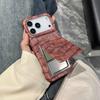 Retro Fashion Leather Imitation Crocodile Skin Texture Cover Case For iPhone 17 16 15 14 13 Pro Max with Flip-up Mirror Holder