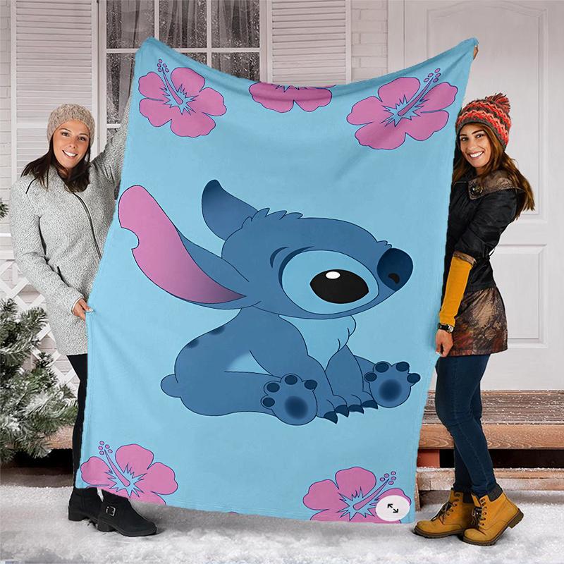 Lilo & Stitch Flannel Fleece Blanket Cozy Warm Throw Blanket For Couch Bed Travel All Season Use