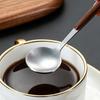 Kaffeskje i rustfritt stål med håndtak i trestruktur, Liten røreskje, Rustikk teskje for dessert og iskrem, Kjøkkenverktøy