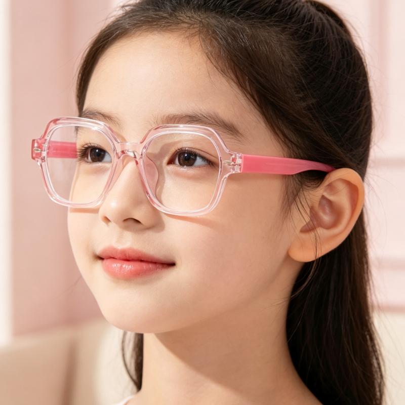 Kids Anti Blue Light Glasses, Polygon Square Frame Computer Eyewear, Multiple Colors Eye Protection for Boys & Girls