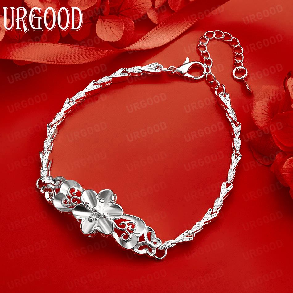 925 Sterling Silver Charming Side Chain Exquisite Bracelet Gift Jewelry 20CM