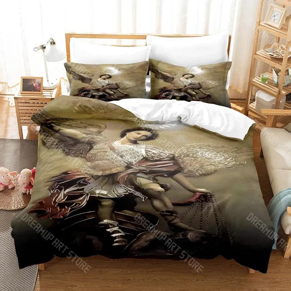 

3D Print St.Michael Bedding Set Single Twin Full Queen King Size Bed Set Aldult Kid Bedroom Duvetcover Sets EU Single 90x200cm
