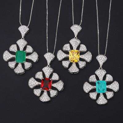 Anhänger mit Diamanten Geometrisch Rot Schatzkette Schmuckanhänger
