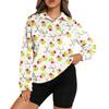 Women's Stand Collar Pullover Long Sleeve Top Christmas Print Sports Top