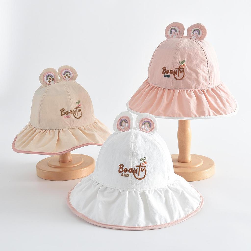 Children's Cute 3D Ears Bucket Hat - Windproof, Sun-Protective, Embroidered Fisherman Style