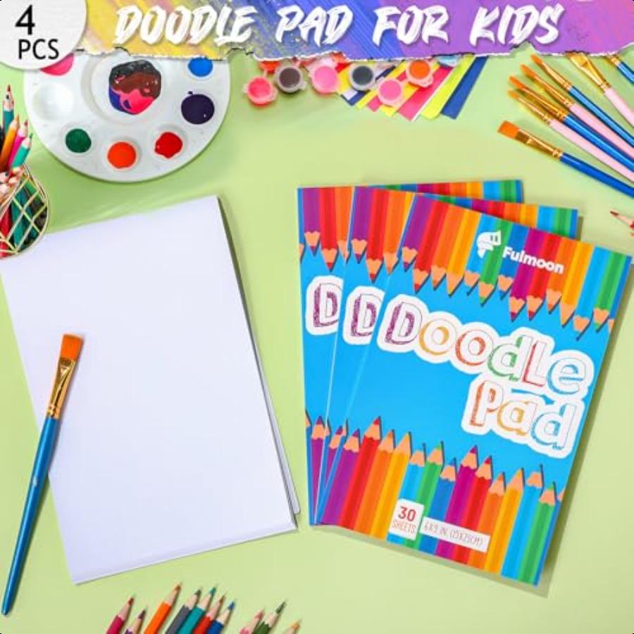 4 Pcs Doodle Drawing Paper Pad for 30 Sheets Drawing Paper Coloring Sketch Book Art Plies for Teens Adults Crayons Pencils Sch