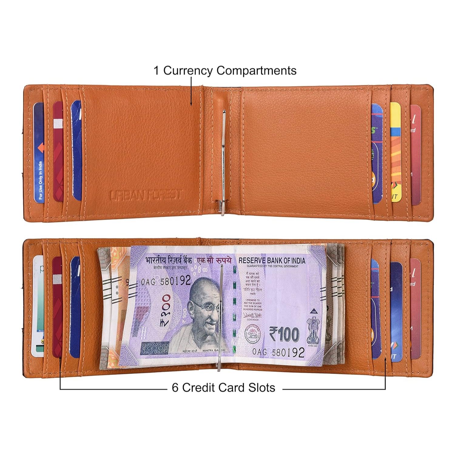 Кожаный кошелек с зажимом для денег Eddy Brown/Mustard для мужчин — фото 7