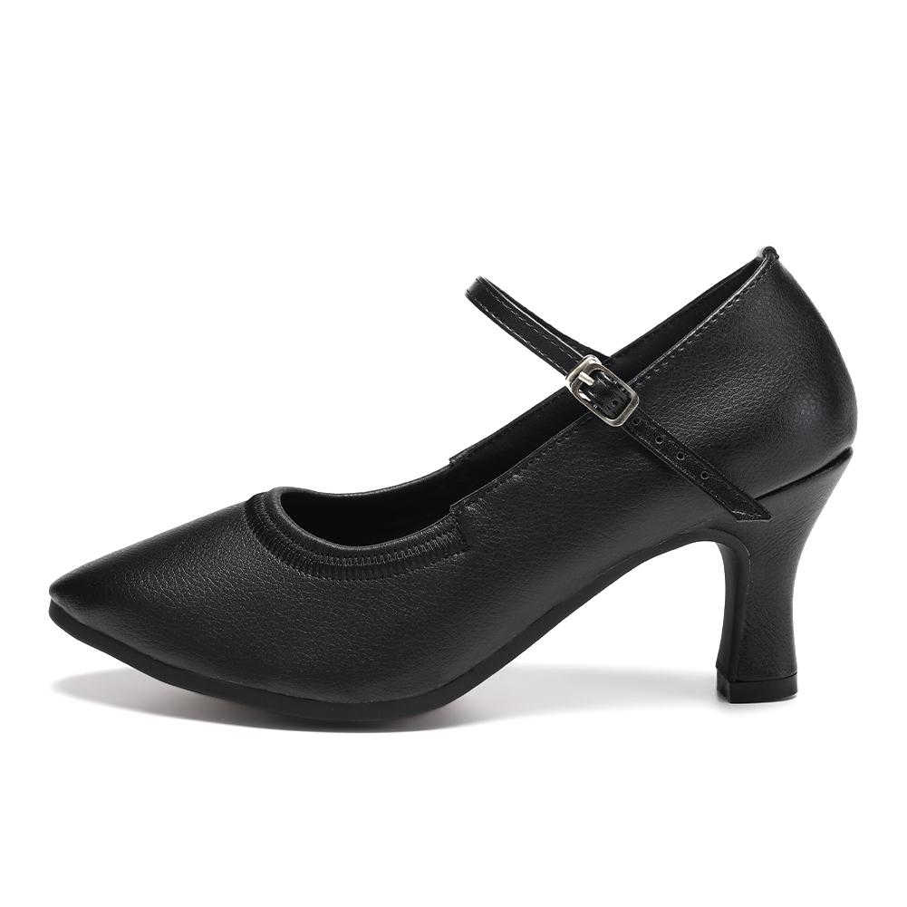 Damskie buty do tańca nowoczesnego z zamkniętymi palcami, miękka podeszwa, średnie obcasy, buty do tańca towarzyskiego