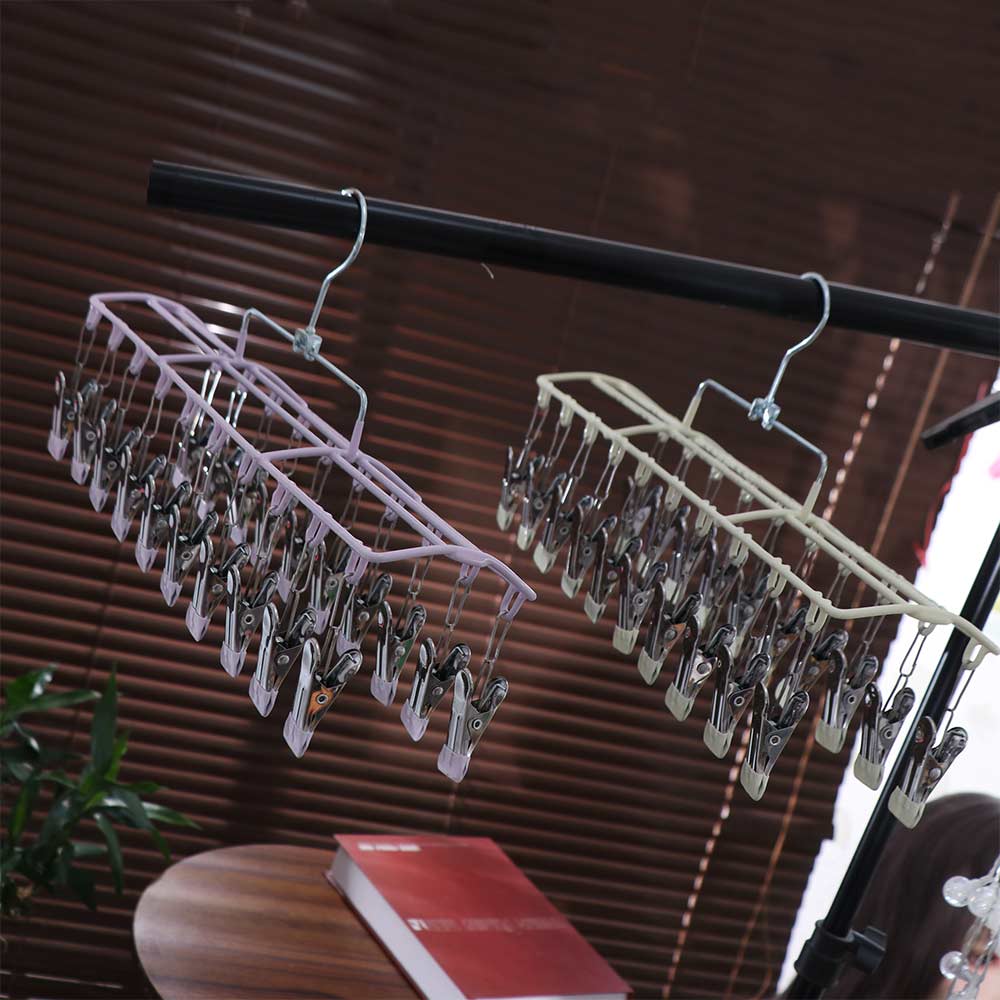 Non-slip Multi-Clip Drying Rack Windproof Unmarked Underwear Drying Rack Laundry Airer  Outdoor