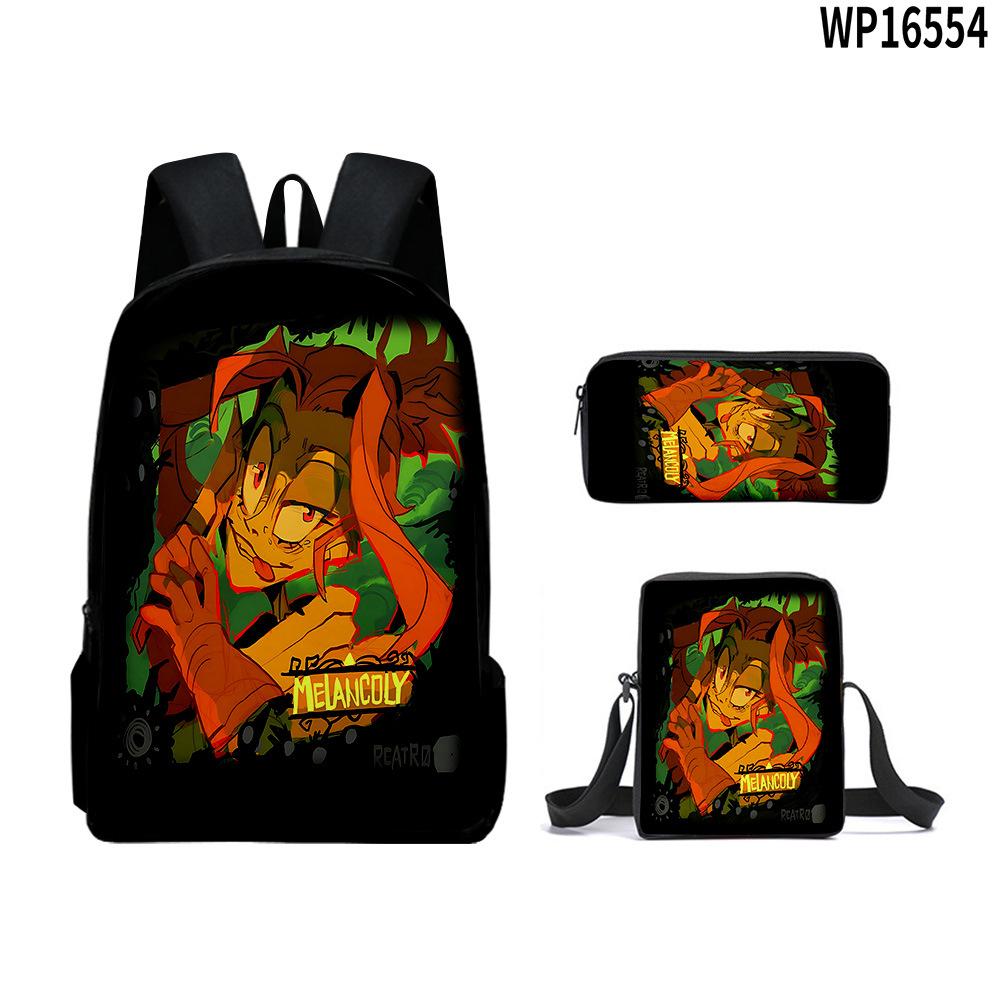 3Pcs Set Book Bags Kids Bags 3D New Gas Lamp Area The Gaslight District Backpack Student Backpack Crossbody Bag Pen Bag