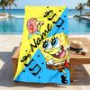 Custom Name SpongeBob Art Stylish Digital Printing Beach Towel Quick‑Drying Absorbent Blanket for Beach Pool Gym Travel