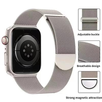 Megnetic Strap For Apple Watch 9 8 7 41mm 45mm Ultra/2 49mm Men's Women's Metal Breathable Band For iWatch 6 5 4 3 SE 44mm 40mm 42mm