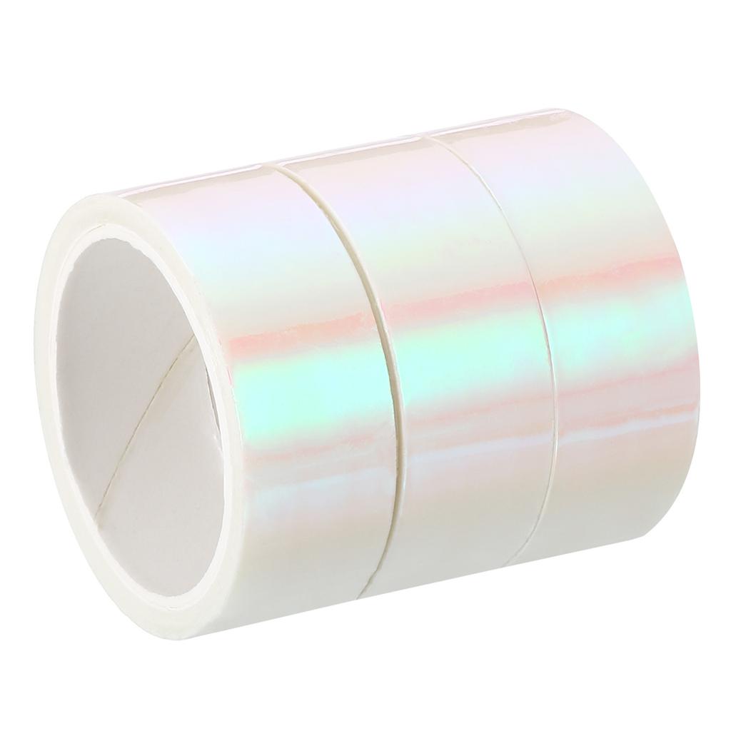 3/12Rolls 15mmx5m Metalized Tape Self Adhesive Holographic Foil Mirror Metallic Masking Sticker Tapes for DIY Art Craft Wrapping