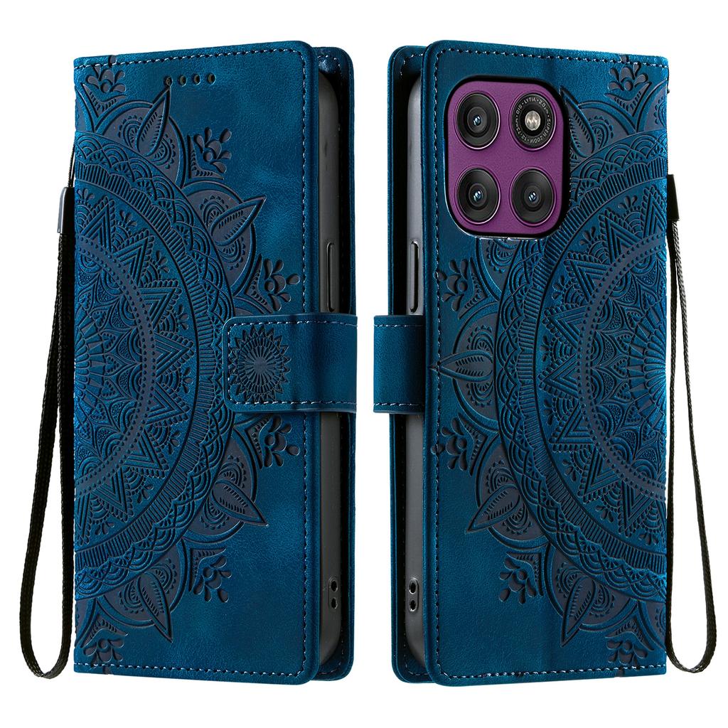 Etui dla Motorola Edge 60 Pro 5G z nadrukowanym totemem, skórzane etui portfelowe w dotyku skóry z paskiem na rękę