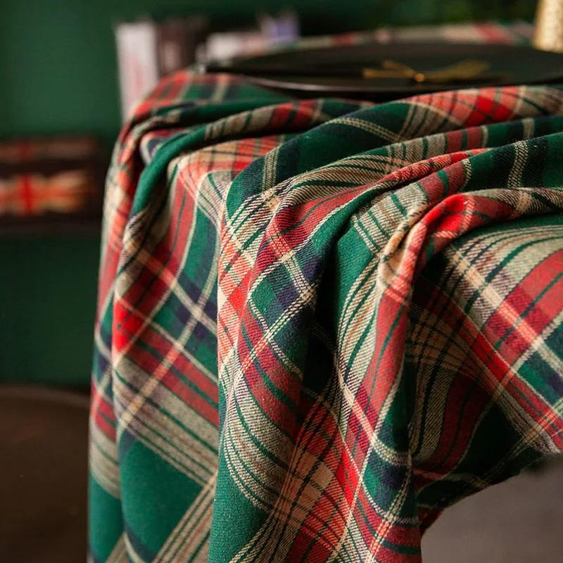 Green Plaid Tablecloth Christmas Checkered Washable Rectangular Table Covers for Farmhouse Christmas Party Dinner Holiday Decors