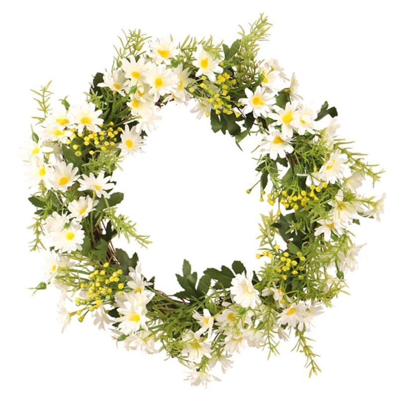 

Spring Wreath Artificial Daisys Wreath with Flower Summer Wreath for Front Door Wall Window Party Festival Wedding Decors 1