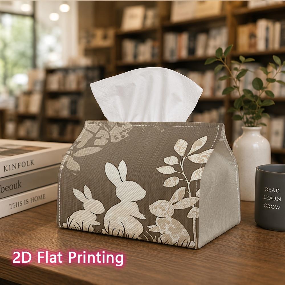 1pc, 2d Flat Printing, Tissue Box Rabbit Family Scene Pattern Printed Tissue Box, Suitable for Kitchen, Living Room, Bedroom, and Carr, Fashionable an