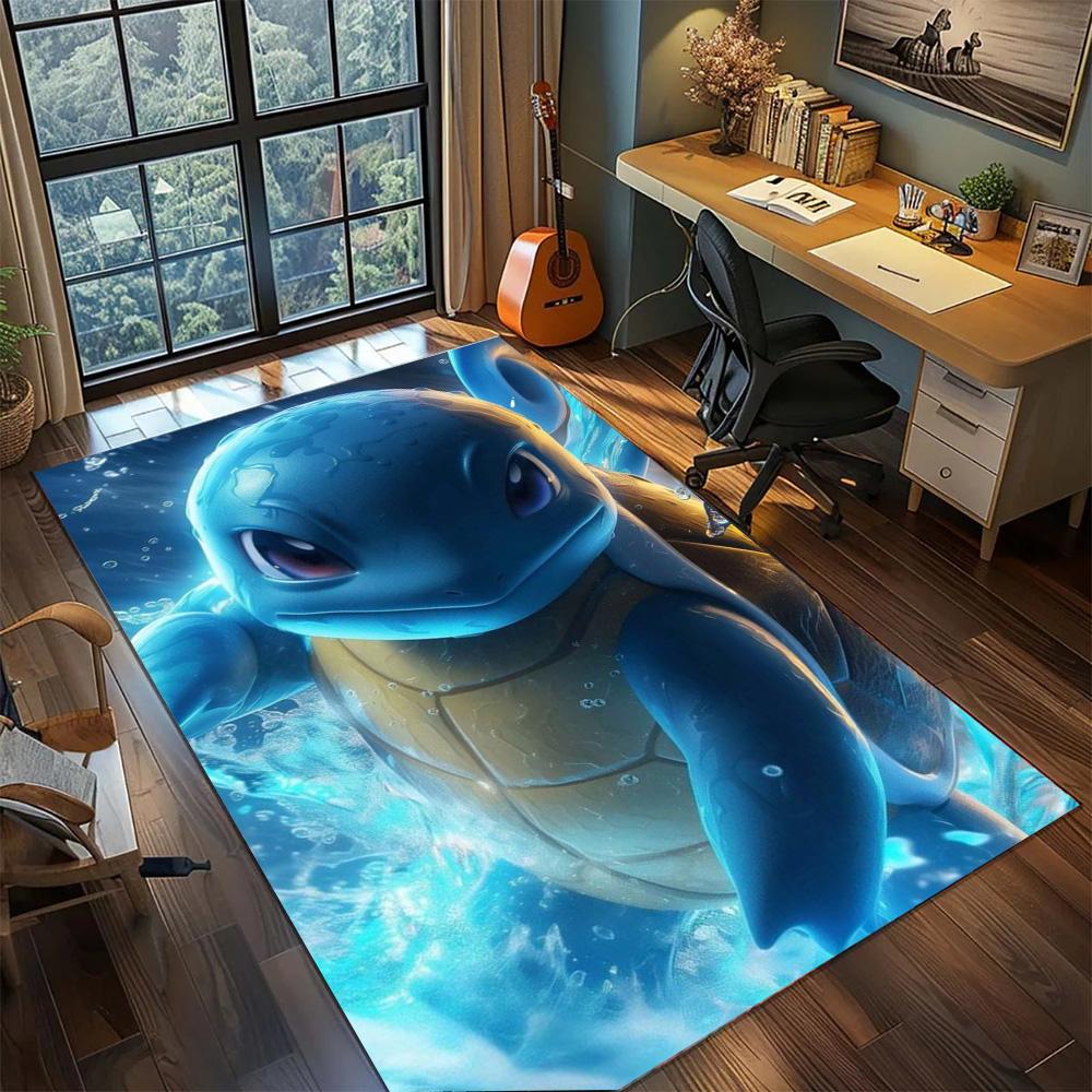 Squirtle Home Gamer Room Floor Mat, Non Slip Washable Big Area Rug Carpet Bedroom Indoor Decor.-TING
