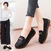 Spring and Autumn Large Size Flat-bottomed Doudou Shoes Women's Casual Soft-soled Mom Shoes Non-slip Doudou Shoes Leather Shoes Women