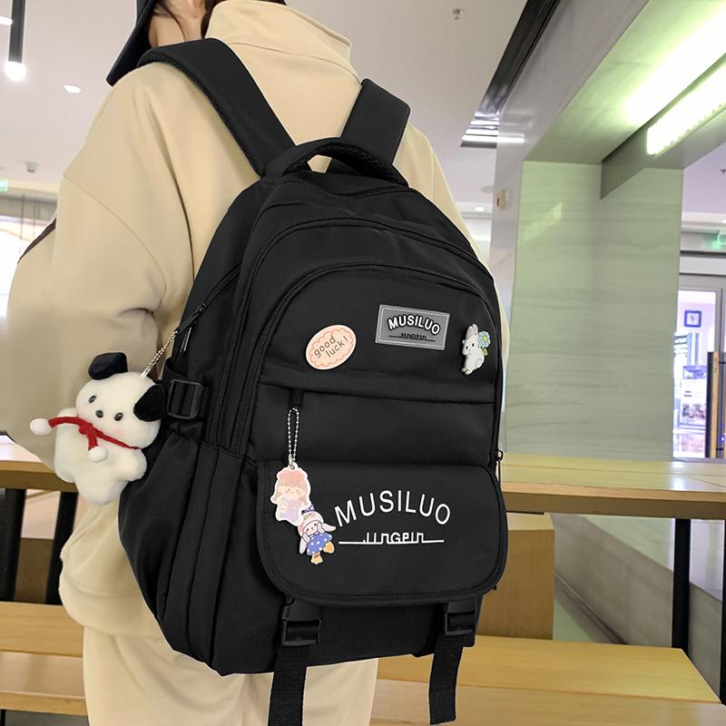 Backpack for Women Korean Version Ins Style Large Capacity Student Schoolbag Japanese Contrasting Color Cute Letter Computer Bag